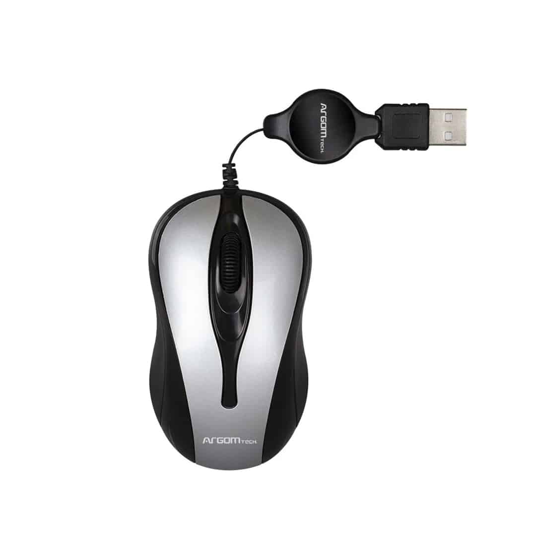 Argom Tech Optical Mouse Retractable USB (ARG-MS-0008GR), Gray Argom Tech Optical Mouse Retractable USB (ARG-MS-0008GR), Gray