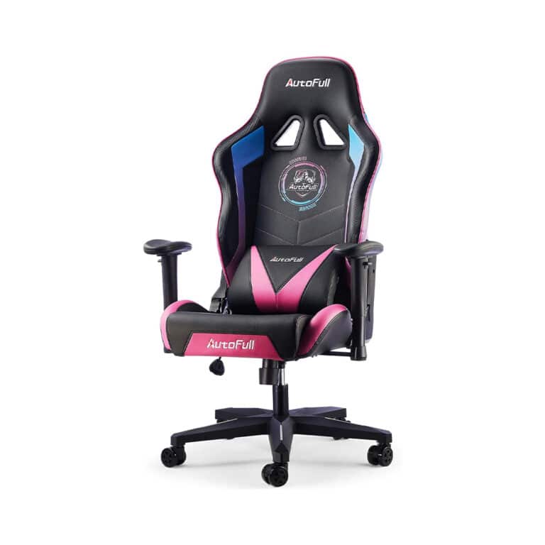 AutoFull AF075RPU-CB Gaming Chair Black Blue Pink Synthetic Leather