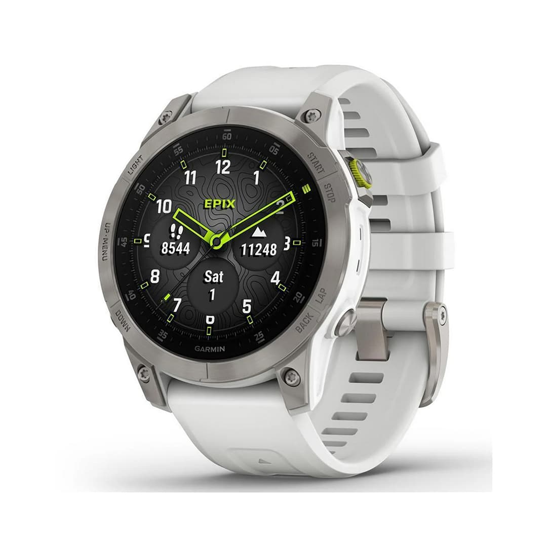 Garmin epix Gen 2 Sapphire Edition 47mm (010-02582-20), White Titanium with White Band Garmin epix Gen 2 Sapphire Edition 47mm (010-02582-20), White Titanium with White Band