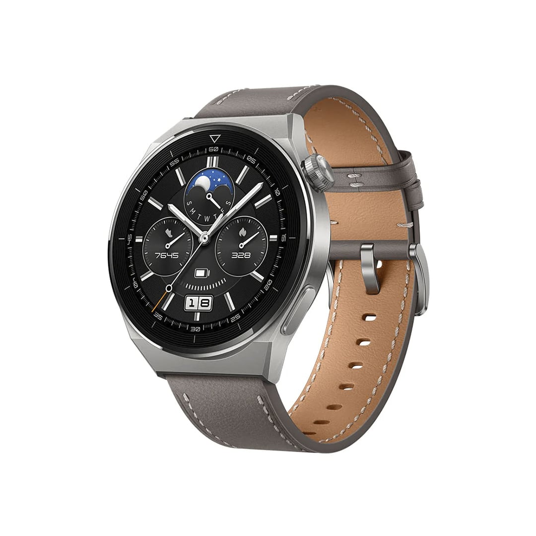 Huawei Watch GT 3 Pro (ODN-B19), Light Titanium Case Gray Leather Strap Reloj Inteligente Huawei Watch GT 3 Pro