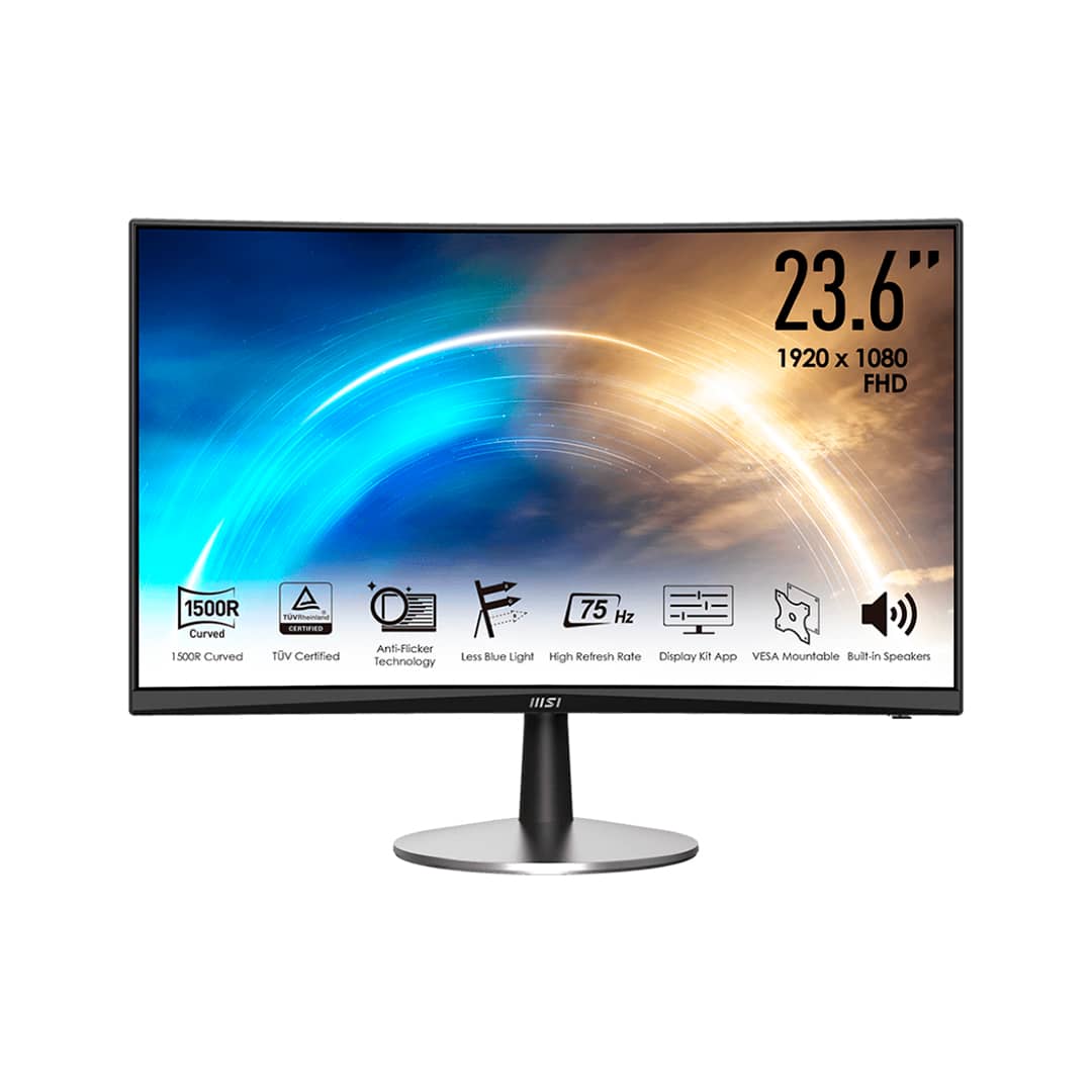MSI. PRO MP242C Curved Business Monitor. 23.6. 5ms. 75Hz. 1920x1080 HD Monitor MSI PRO MP242C Curved - 23.6" / 5ms / 75Hz / HD