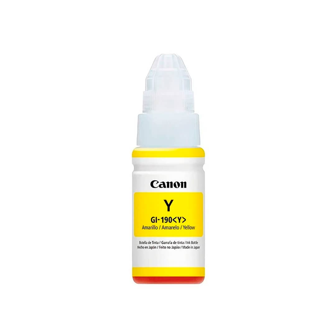 Canon. Yellow. GI-190Y. 70ml. Compatible PIXMA G4110, G3110, G2110, G1110 Tinta Canon GI-190 - 70ml