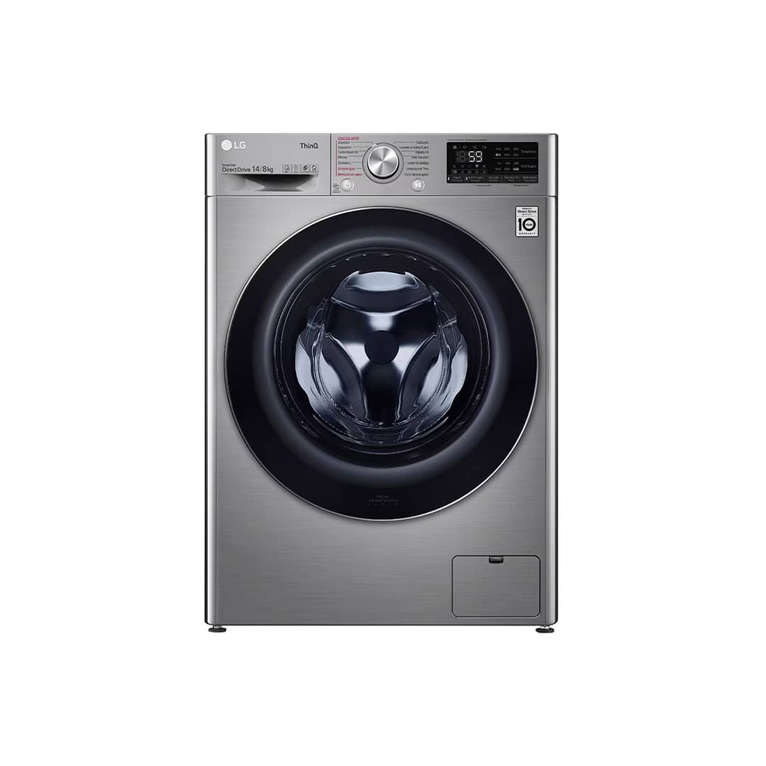 LG Lavasecadora Carga Frontal 14Kg 8Kg WD14VV3S6C 6 Motion DD Motor Inverter AI Direct Drive color Acero ThinQ Lavasecadora LG WD14VV3S6C - 14Kg/8Kg