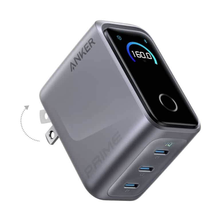 Anker Cargador Prime, bloque de cargador compacto USB-C GaN de 160 W, pantalla inte