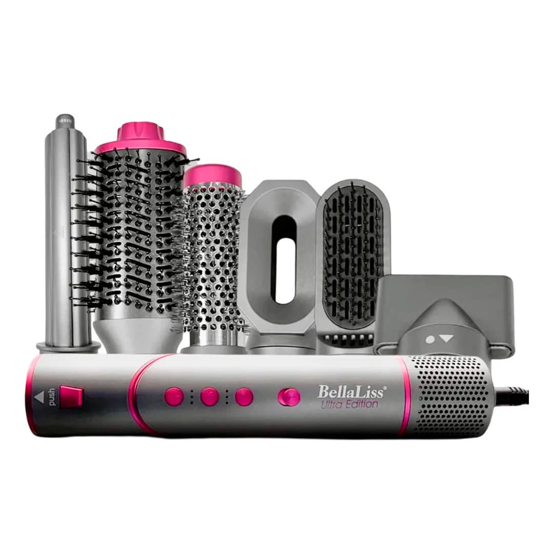 BellaLiss Ultra Edition High Speed Hot Air Brush 8-in-1 (BELLA-6795) 1200W (Empaque de Lujo). BellaLiss Ultra Edition High Speed Hot Air Brush 8-in-1 (BELLA-6795) 1200W (Empaque de Lujo).