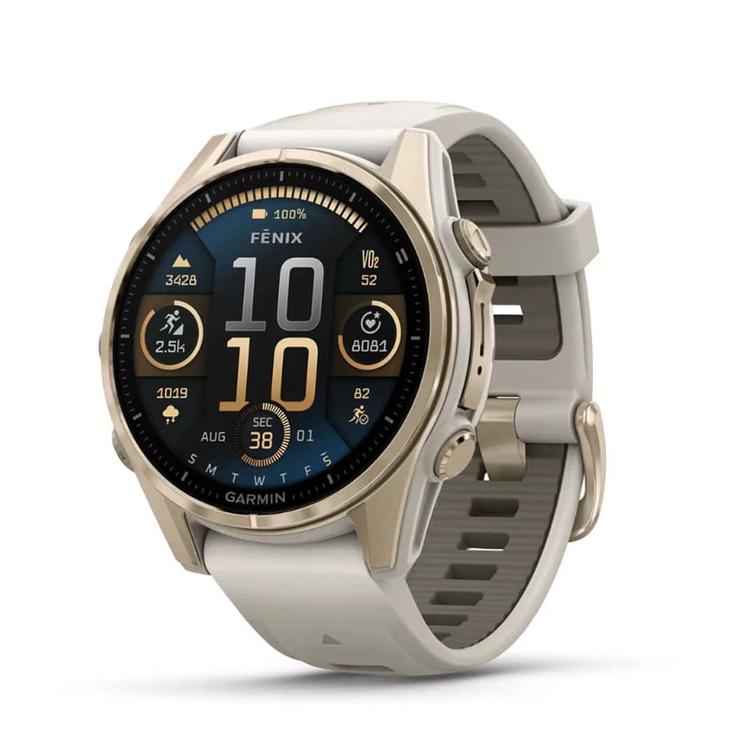 Garmin fenix 8 43 mm AMOLED Silver with Whitestone Silicone Band. Garmin fenix 8 43 mm AMOLED Silver with Whitestone Silicone Band.