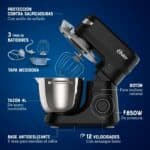 Oster Batidora Planetaria 12 velocidades, Tazón de Acero Inoxidable, 4lt, 850 W, FPSTSMPL2B (4)