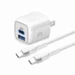 Argom Tech CHARGEPACK Two-Port Fast Charger with Type-C Cable 1.8m ARG-AC-0155WT (1)