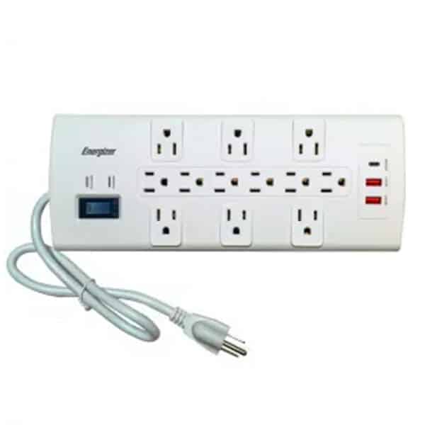 Energizer Interructor de Sobrecarga YC-312FS-3U-P, 12 Tomas, 3 Puertos (2 USB-A, 1 USB-C), Cable de 60cm (2)