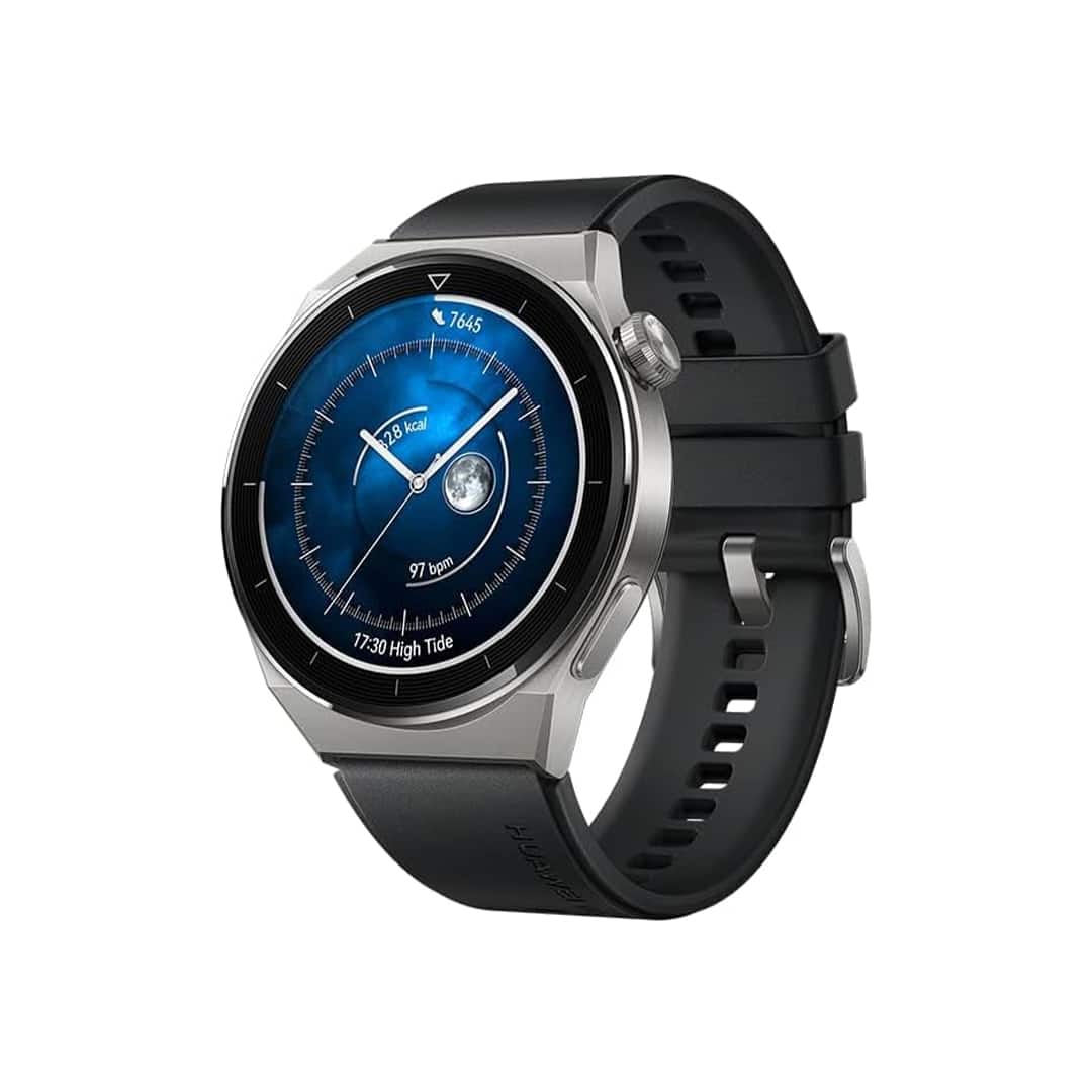 Huawei Watch GT 3 Pro (ODN-B19), Light Titanium CaseBlack Fluoroelastomer Strap. Huawei Watch GT 3 Pro (ODN-B19), Light Titanium CaseBlack Fluoroelastomer Strap.