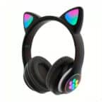 Cat Ear Wireless Headphone P33M Black LED Wireless Headphones with 7 Color Light (3)
