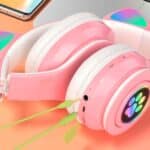 Cat Ear Wireless Headphone P33M Pink LED Wireless Headphones with 7 Color Light (3)