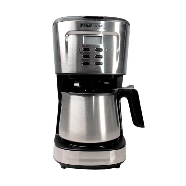 Prime Home Cafetera Programable 12 Tazas, Jarra de Acero Inoxidable PCM12SS