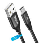 1HORA Combo Cargador Micro 1M 2.4A 12W Max GAR124, Negro Black