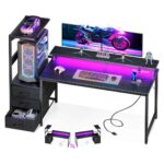AODK Desk 59 Computer Desk with USB Charging Ports & LED Light