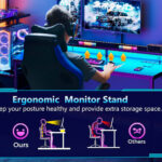 AODK Desk 59 Computer Desk with USB Charging Ports & LED Light