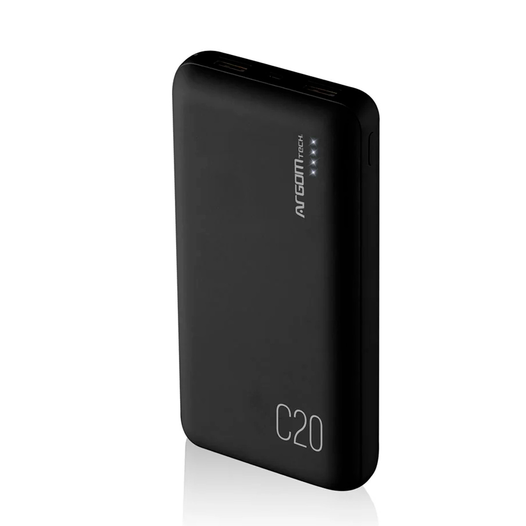 Argom Tech Batería externa C20 de 20000mAh ARG-PB-1145BK Negro (1) Argom Tech Batería externa C20 de 20000mAh ARG-PB-1145BK Negro (1)