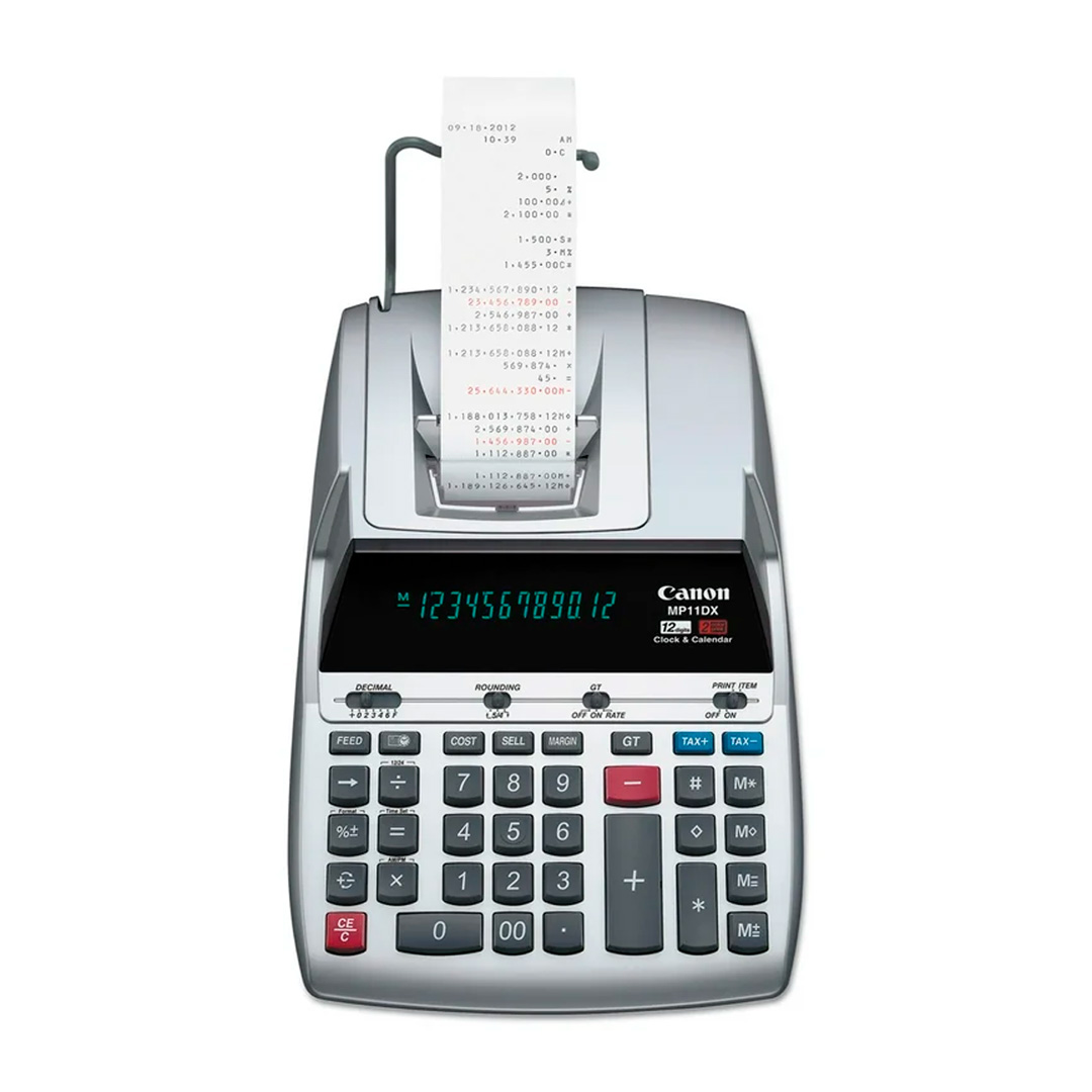 Canon Heavy Duty Desktop Printing Calculator MP11DX, 120V, 12 Digits, 2 Color Print, AC Operation (1) Calculadora de impresión Canon MP11DX - Imagen 1