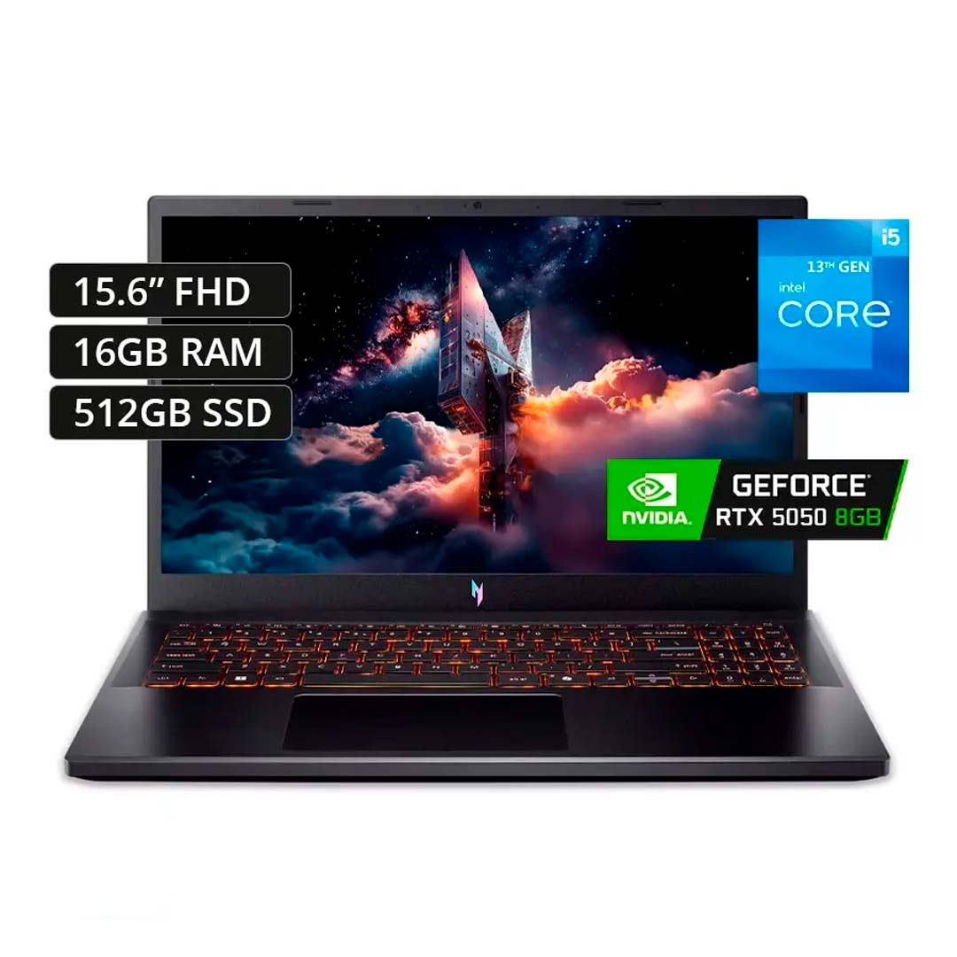 Acer Nitro V ANV15-52-57BB, Intel Core i5-13420H, 16GB, 512GB SSD, NVIDIA RTX 5050 8GB, 15.6, US, W11 Acer Nitro V ANV15-52-57BB, Intel Core i5-13420H, 16GB, 512GB SSD, NVIDIA RTX 5050 8GB, 15.6, US, W11