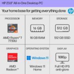 HP 24-cr0032 23.8, AMD Ryzen 7 7730U, 16GB, 512GB SSD, W11