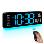Reloj de pared 5505. MASHI Reloj de pared digital, reloj digital de pantalla grande de 16 pulgadas con control remoto