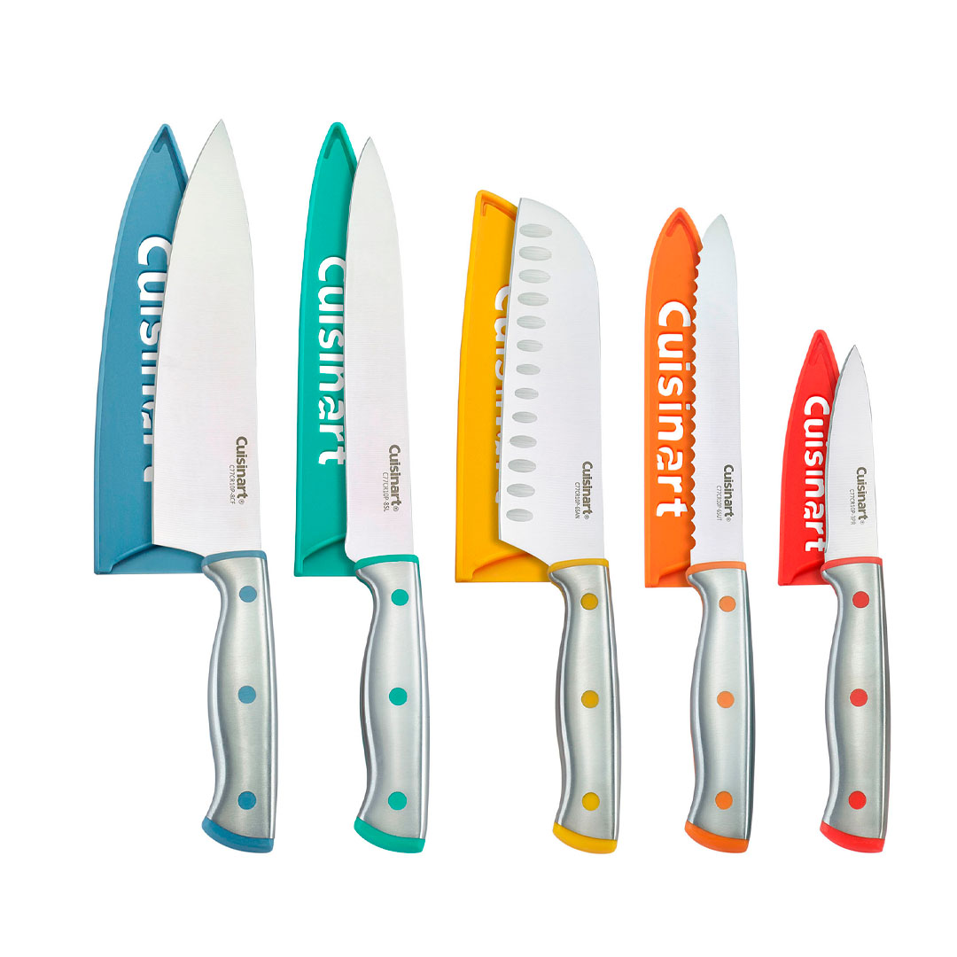 Cuisinart Juego de Remaches de Color ColorCore de Acero Inoxidable de 10 Piezas con Protectores de Hoja C77CR-10PC
