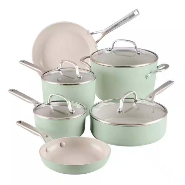 KitchenAid Hard Anodized Ceramic Induction 10-Pc Set, Pistachio 84465