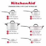 KitchenAid Stainless Steel 5-Ply Clad 10-Pc 30001.KitchenAid Stainless Steel 5-Ply Clad 10-Pc 30001