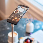 KraftGeek 65 H Unfolded JustTap Tripod Magsafe for iPhone, Ombre Peach