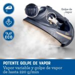 Oster Plancha a Vapor OSTGCSTCC5000, 2 en 1 con Suela de Cerámica, Azul