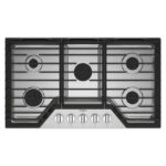 Whirlpool 36 Gas Cooktop with 5 Burners and EZ-2-Lift Hinged Cast-Iron Grates WCGK5036PS