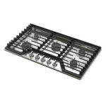 Whirlpool 36 Gas Cooktop with 5 Burners and EZ-2-Lift Hinged Cast-Iron Grates WCGK5036PS