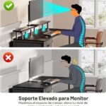 Escritorio Gamer Huuger 47" con Tomas de Corriente y Luces LED - Black - Imagen 3