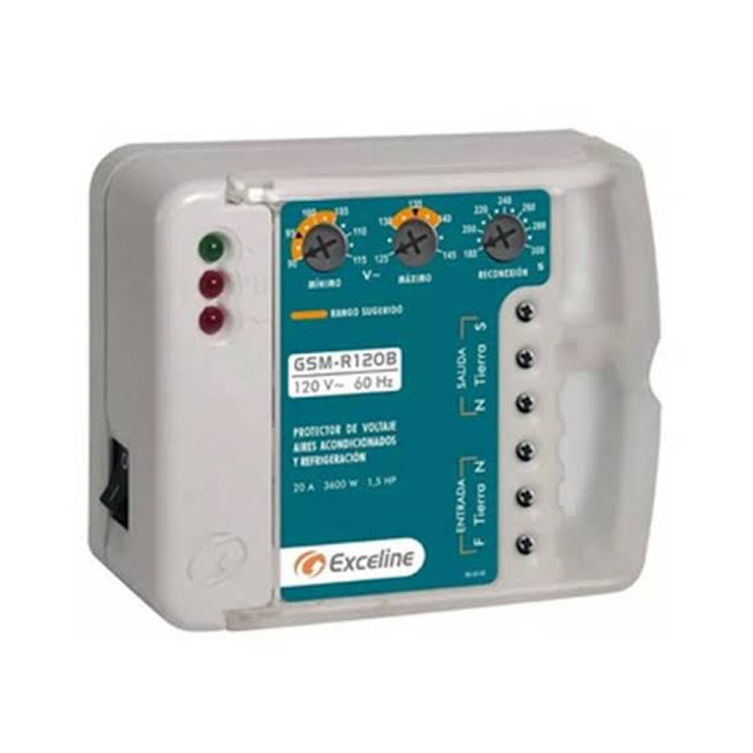 Exceline Protector Alto y Bajo Voltaje R120B 120V Protector de voltaje Exceline Alto y Bajo Voltaje R120B 120V - Imagen 1