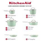 Set de Ollas y Sartenes KitchenAid de ceramica 10 Piezas (84820) Pistacho - Imagen 4