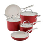 Set de Ollas y Sartenes KitchenAid de ceramica 8 Piezas (12721) - Rojo Imperial