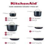 Set de Ollas y Sartenes KitchenAid de ceramica 10 Piezas (84837) Negro Mate - Imagen 4